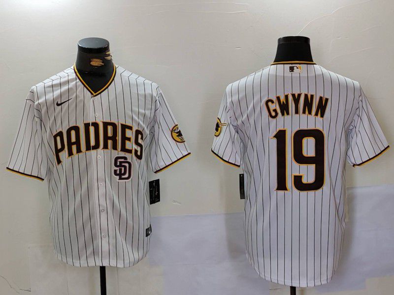 Men San Diego Padres #19 Gwynn White Stripe Game 2024 Nike MLB Jersey style 2->san diego padres->MLB Jersey